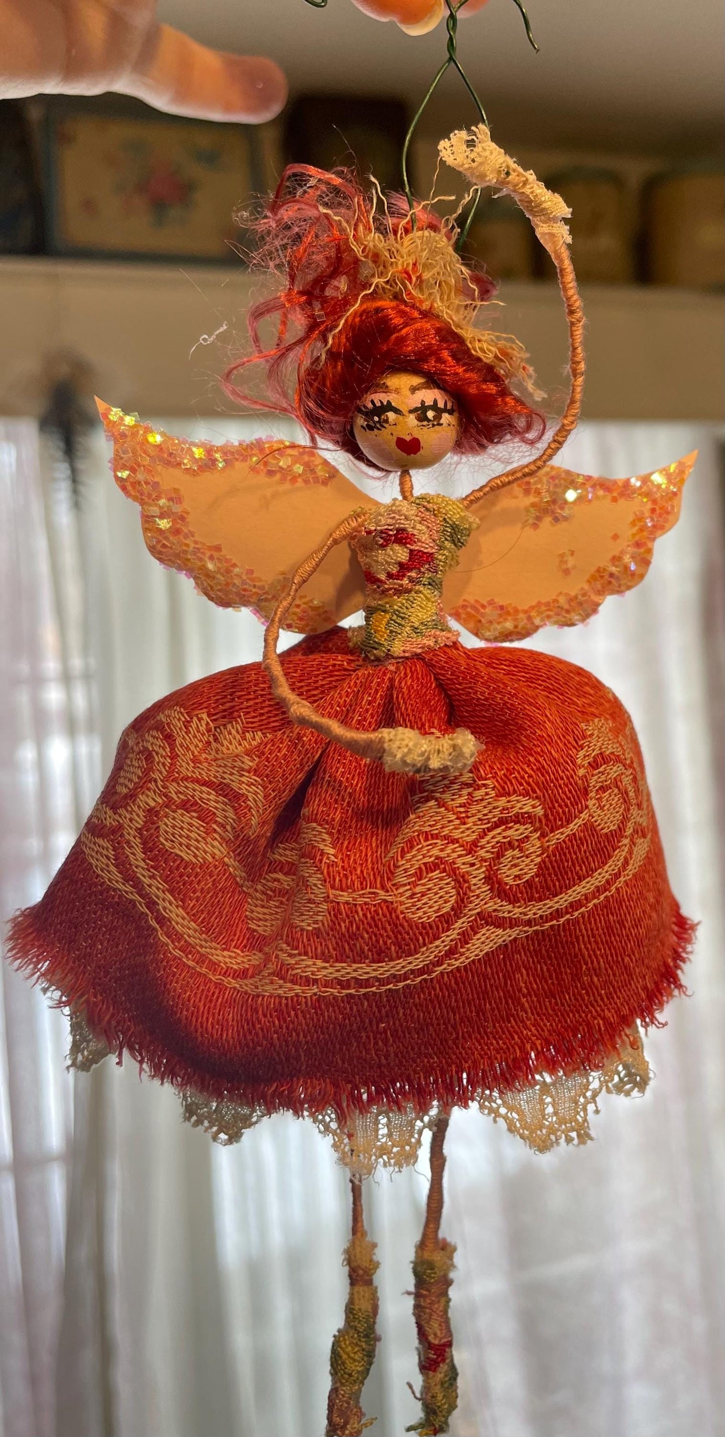 Ballerina Ornament: Vintage Lace and Sparkles 6 inch Keepsake Doll