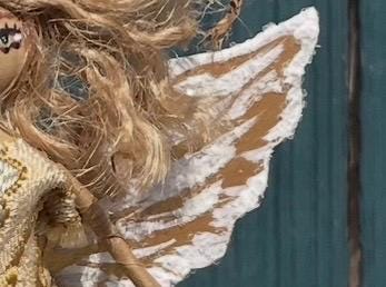 Handmade Fairy Ornament: Embroidered Bodice, Gold Sparkle Tutu, Love Message