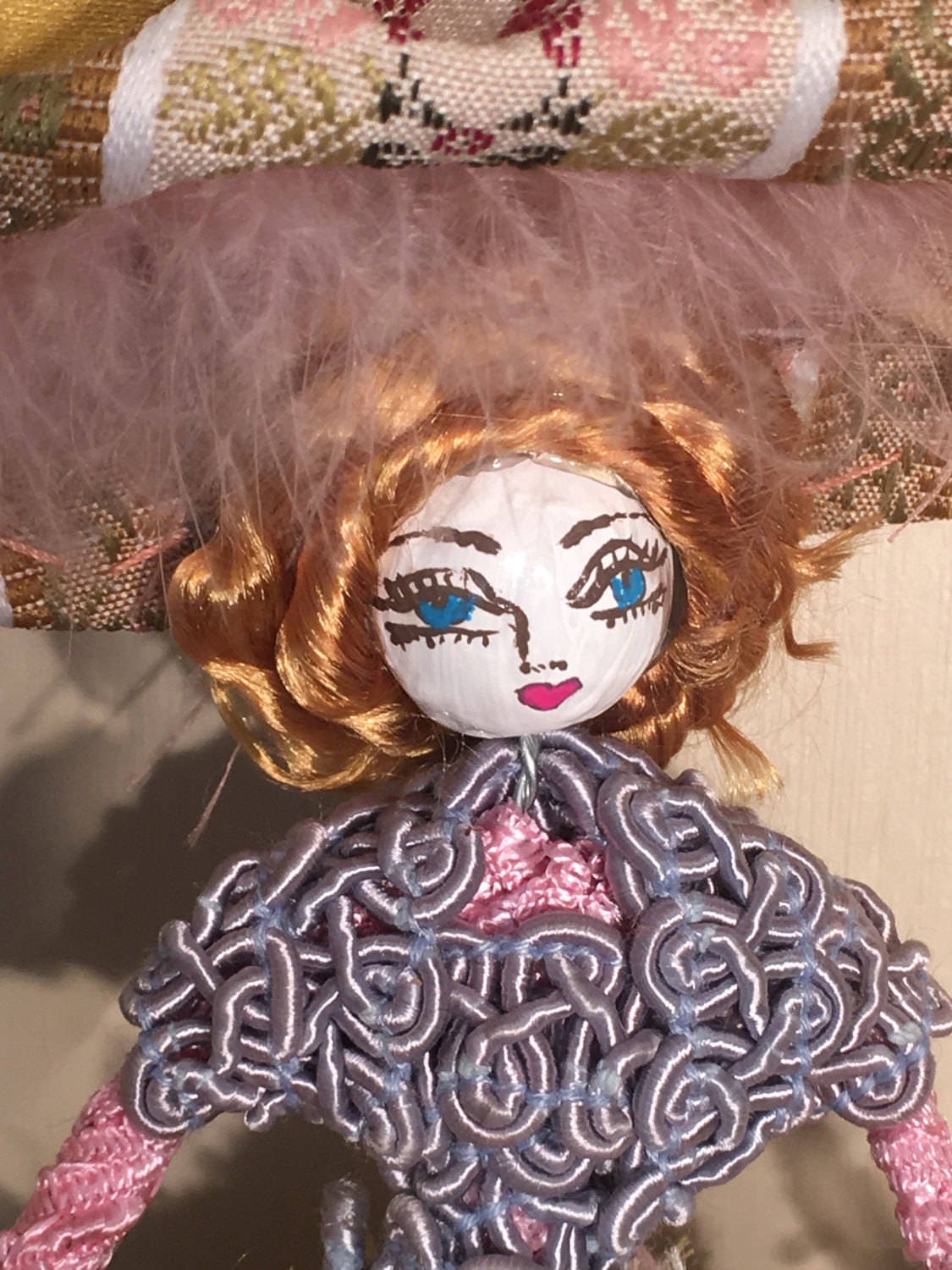 Flower Lady Doll, hand painted original ornamental art , custom made fairies, dolls and ornaments.