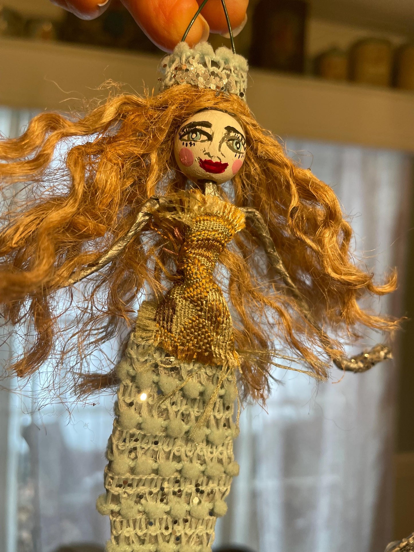 Mystical Mermaid Ornament: Handmade Glamorous Sea Hag with Glitter Scales and Tail