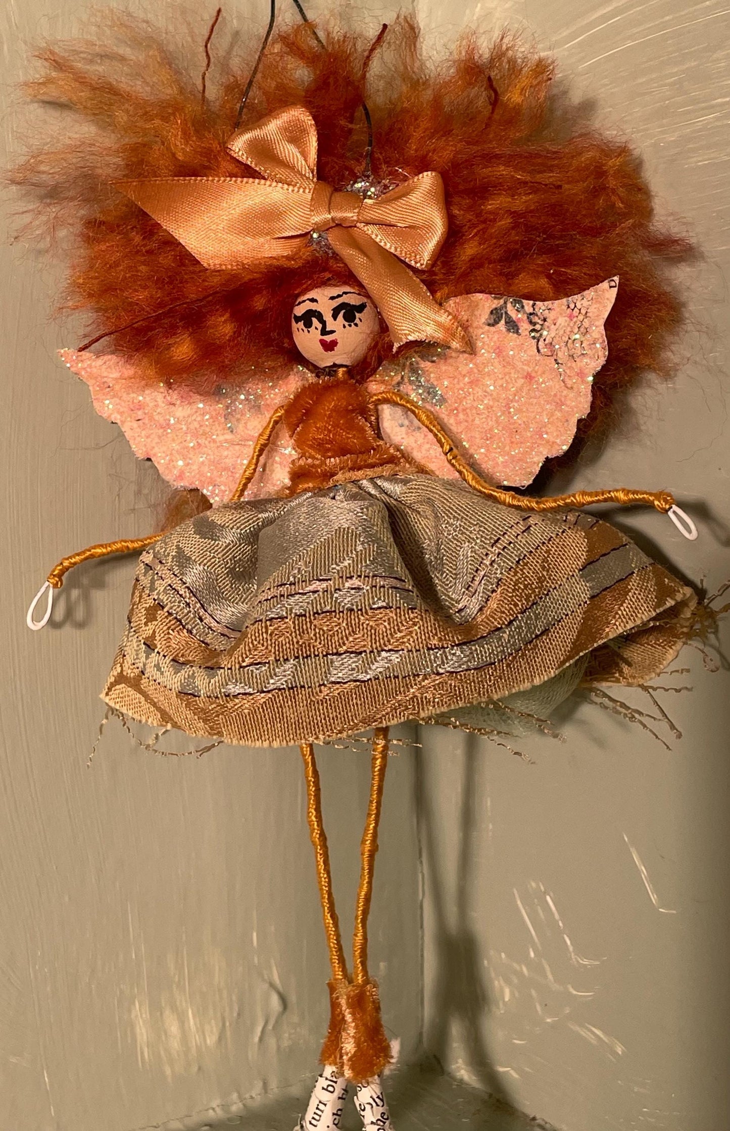 Red Heads Have More Fun Fairy: Velvet and Satin 8 inch Doll Ornament