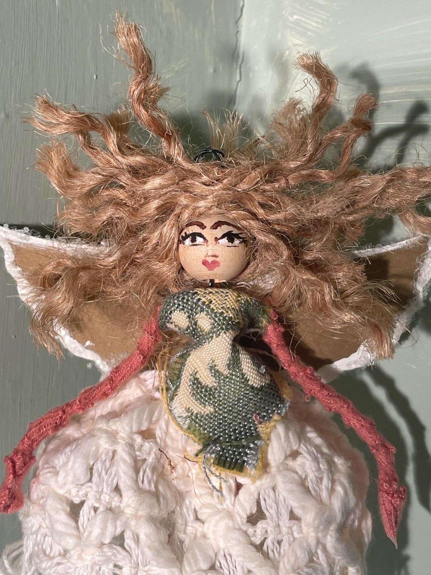 Spread Love Fairy Ornament: Handmade Happy Spirit Doll 7 inches tall.