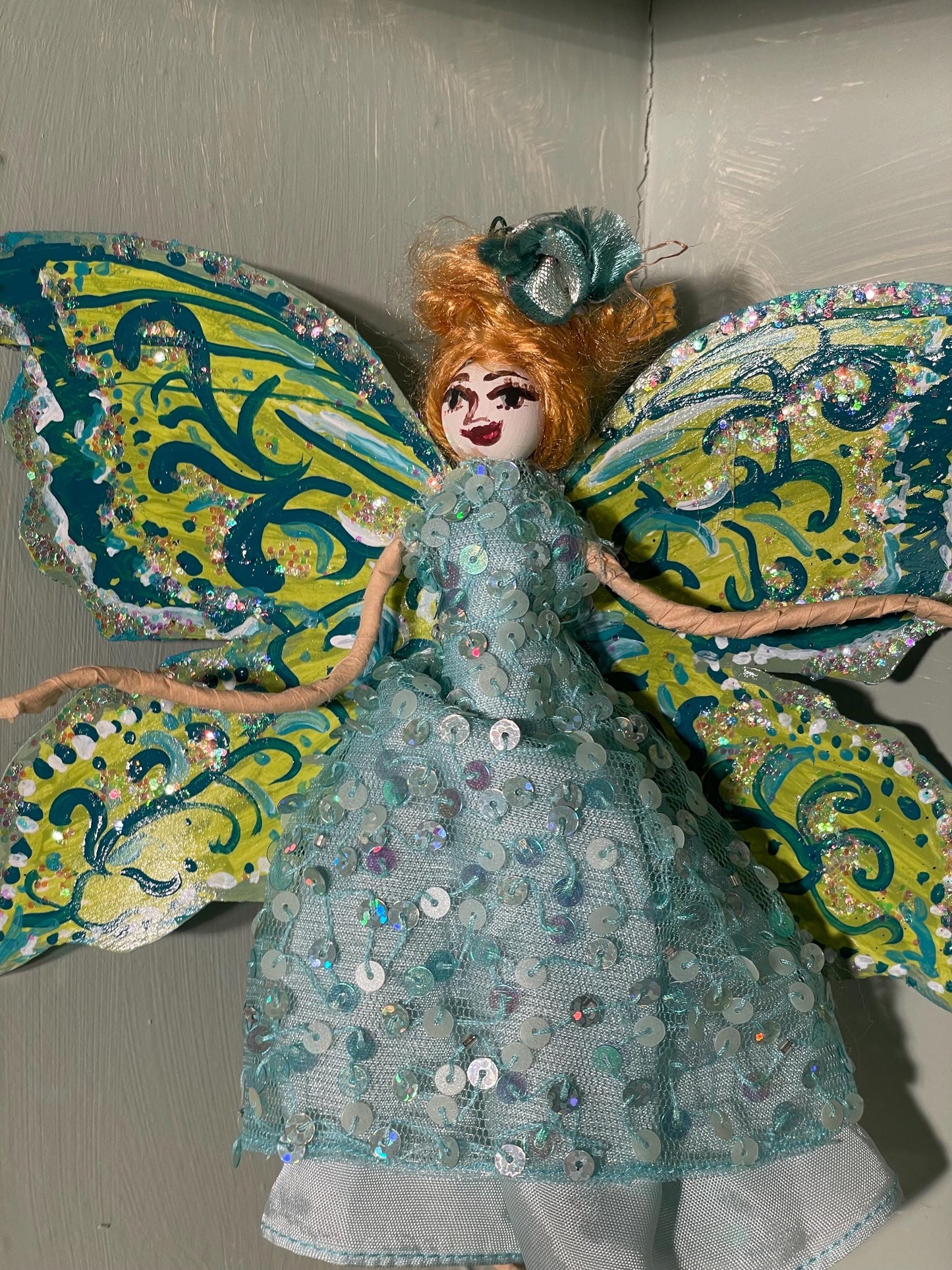 Spring Fairy Doll with Handpainted Butterfly Wings