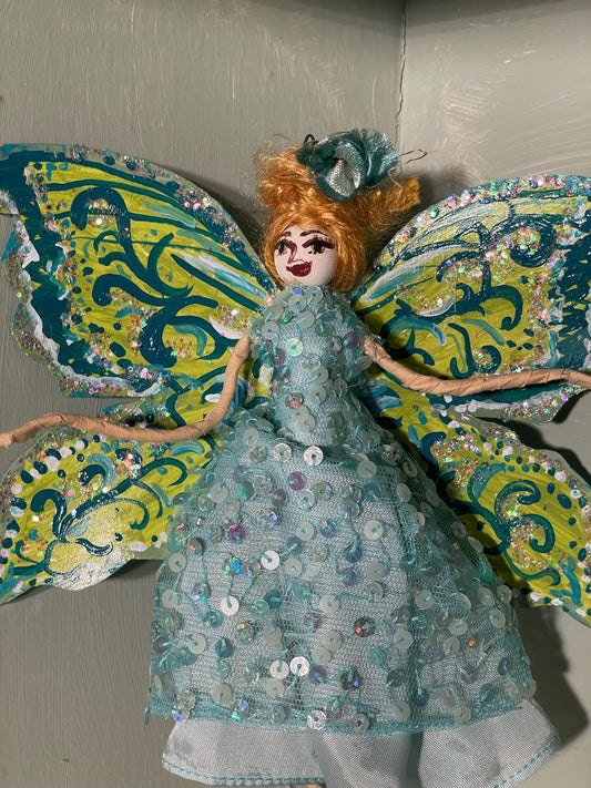 Spring Fairy Doll with Handpainted Butterfly Wings