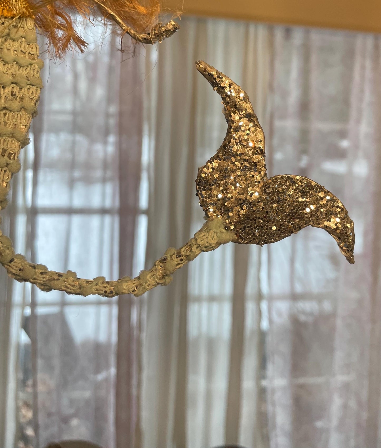 Mystical Mermaid Ornament: Handmade Glamorous Sea Hag with Glitter Scales and Tail