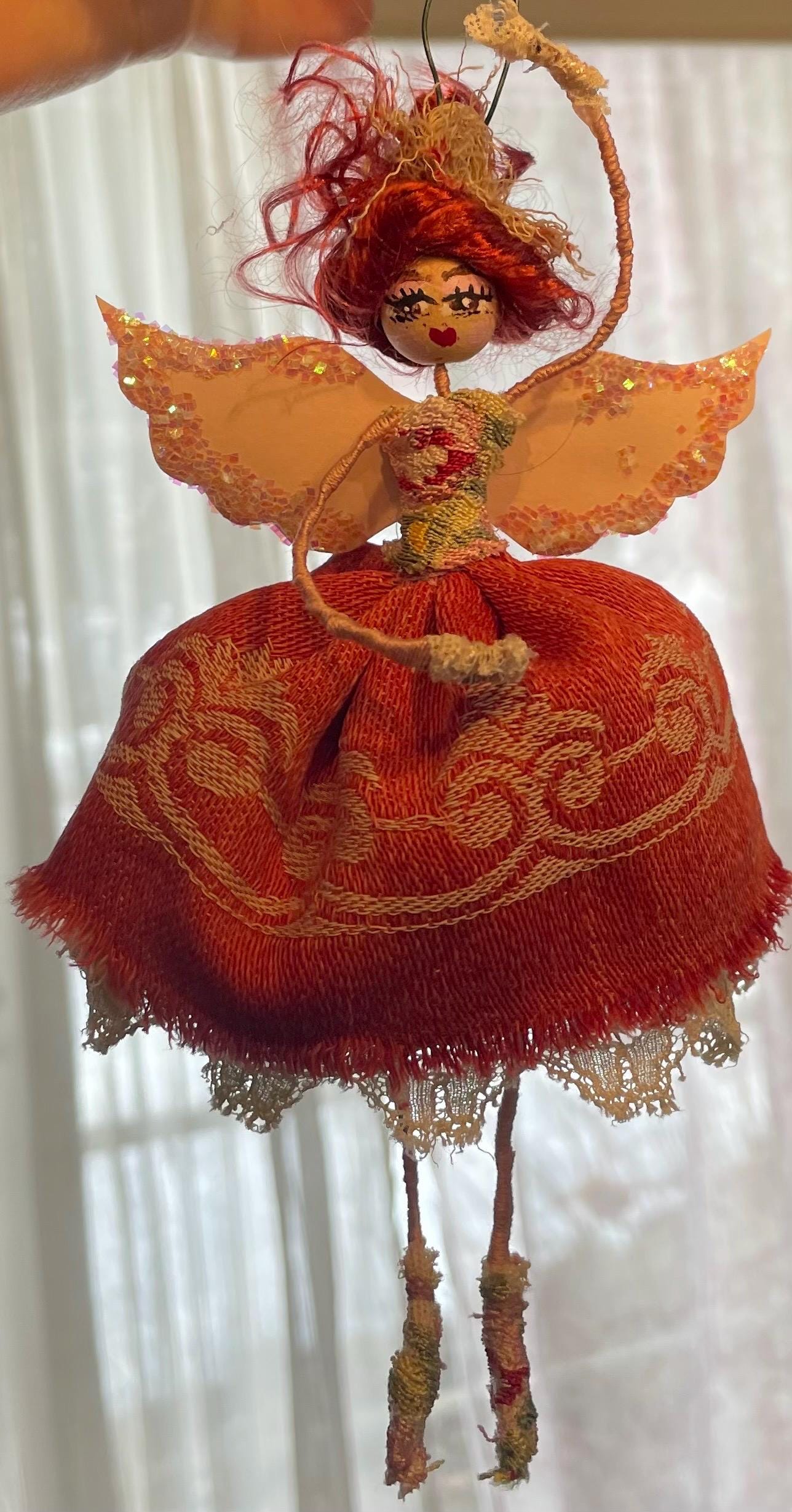 Ballerina Ornament: Vintage Lace and Sparkles 6 inch Keepsake Doll