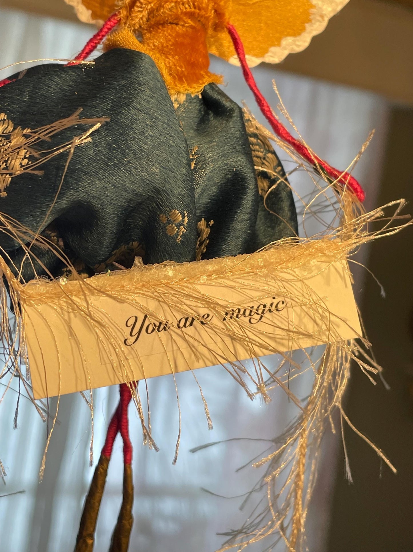 You Are Magic Fairy Doll: Vintage Velvet Lady with Golden Wings
