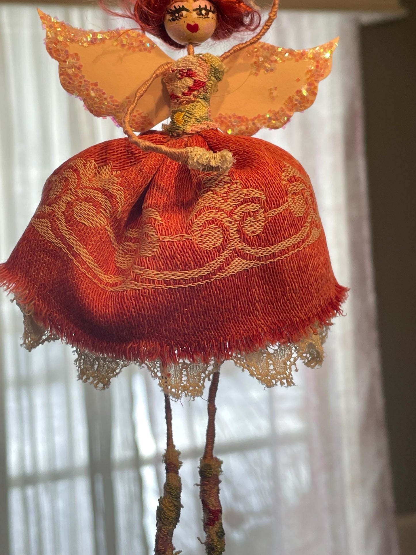 Ballerina Ornament: Vintage Lace and Sparkles 6 inch Keepsake Doll