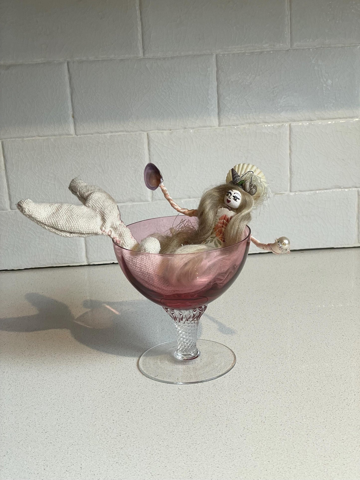 Mermaids and Margaritas: Handmade Doll withEmbroidered Bodice, Seashell Crown, Salty Dog Personality (9.5 inches)