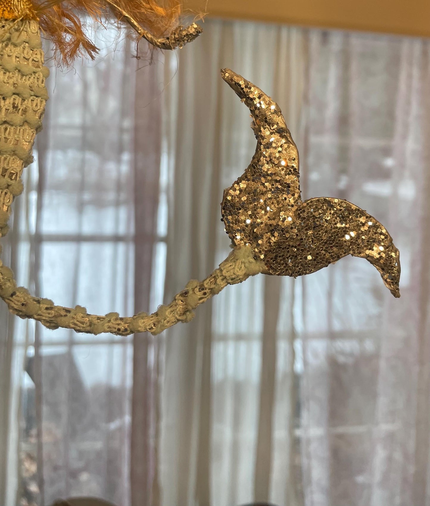 Mystical Mermaid Ornament: Handmade Glamorous Sea Hag with Glitter Scales and Tail