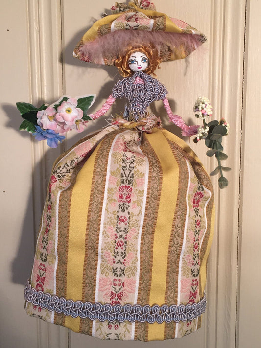 Flower Lady Doll, hand painted original ornamental art , custom made fairies, dolls and ornaments.