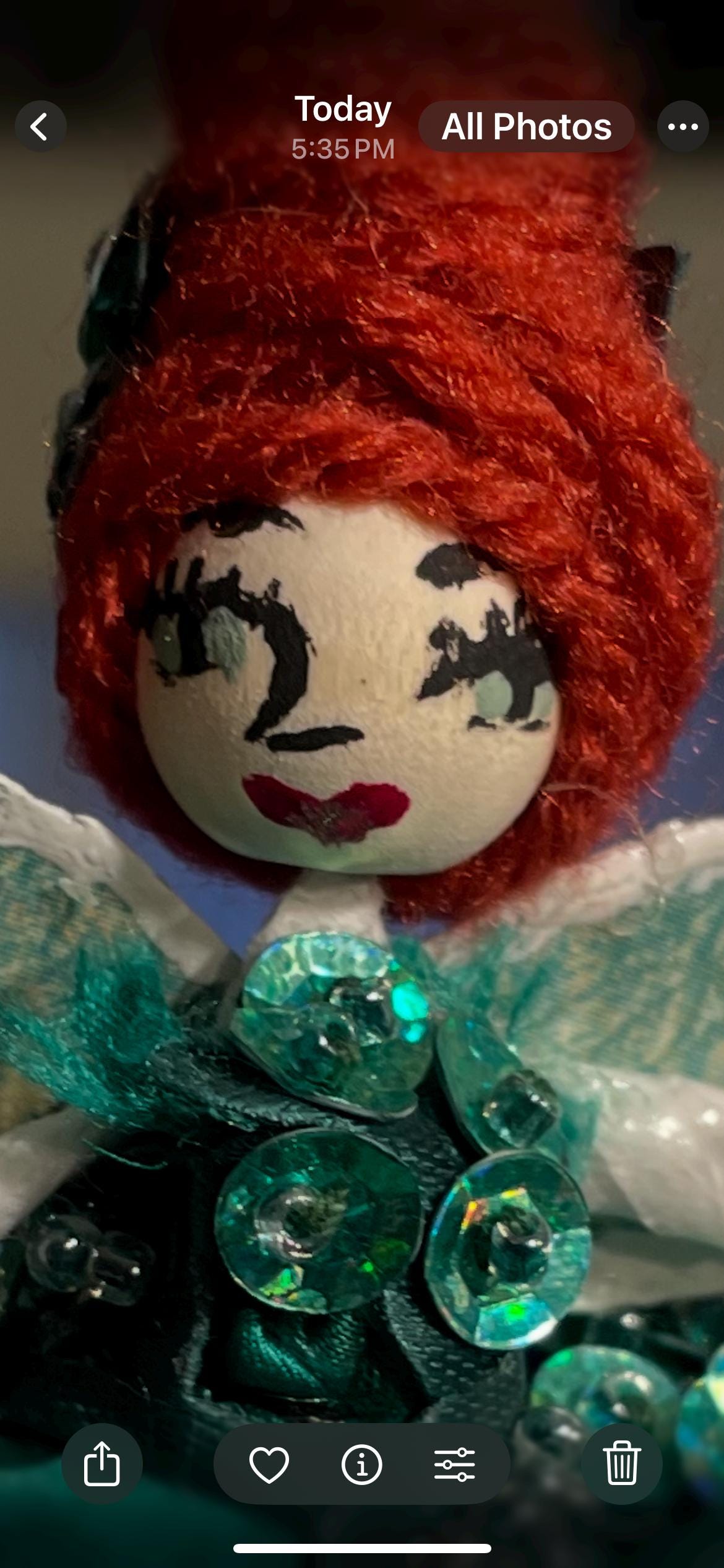 St. Patrick’s Day Fairy Decoration Green Silk and Sequin Handmade Doll