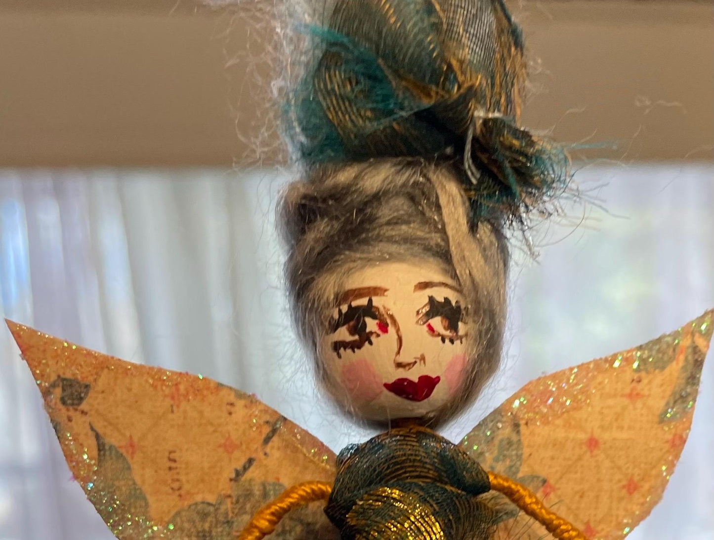 Handmade Fairy Doll: Sparkle Wings Whimsical Style 7.5 inches tall