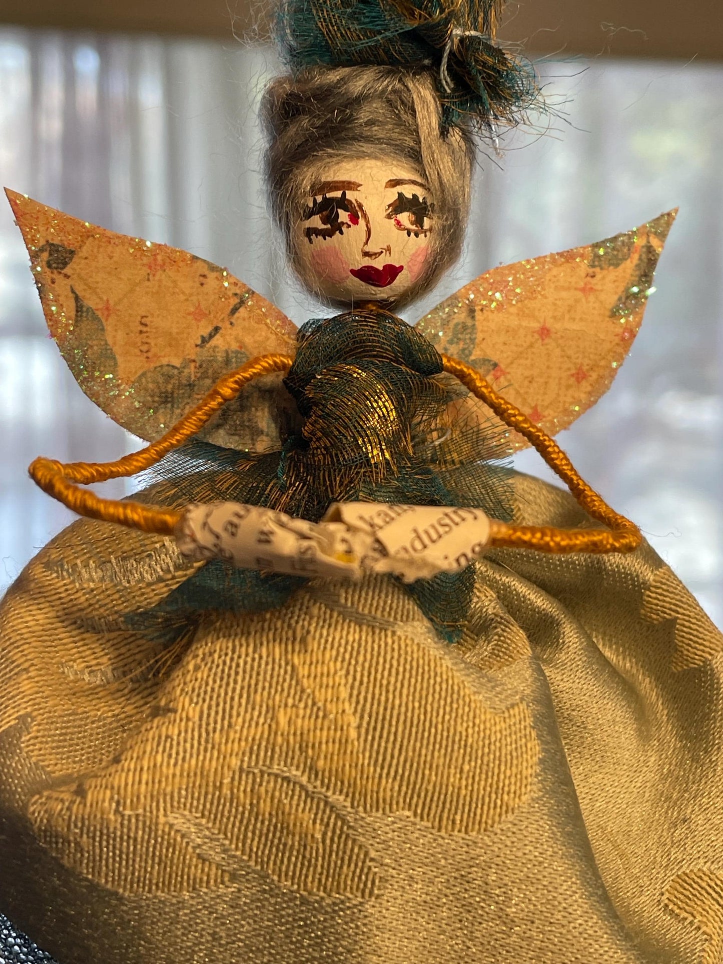 Handmade Fairy Doll: Sparkle Wings Whimsical Style 7.5 inches tall