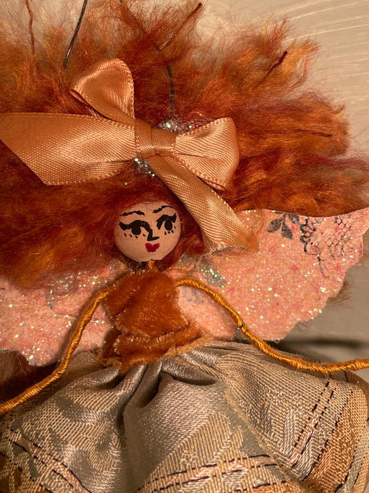 Red Heads Have More Fun Fairy: Velvet and Satin 8 inch Doll Ornament