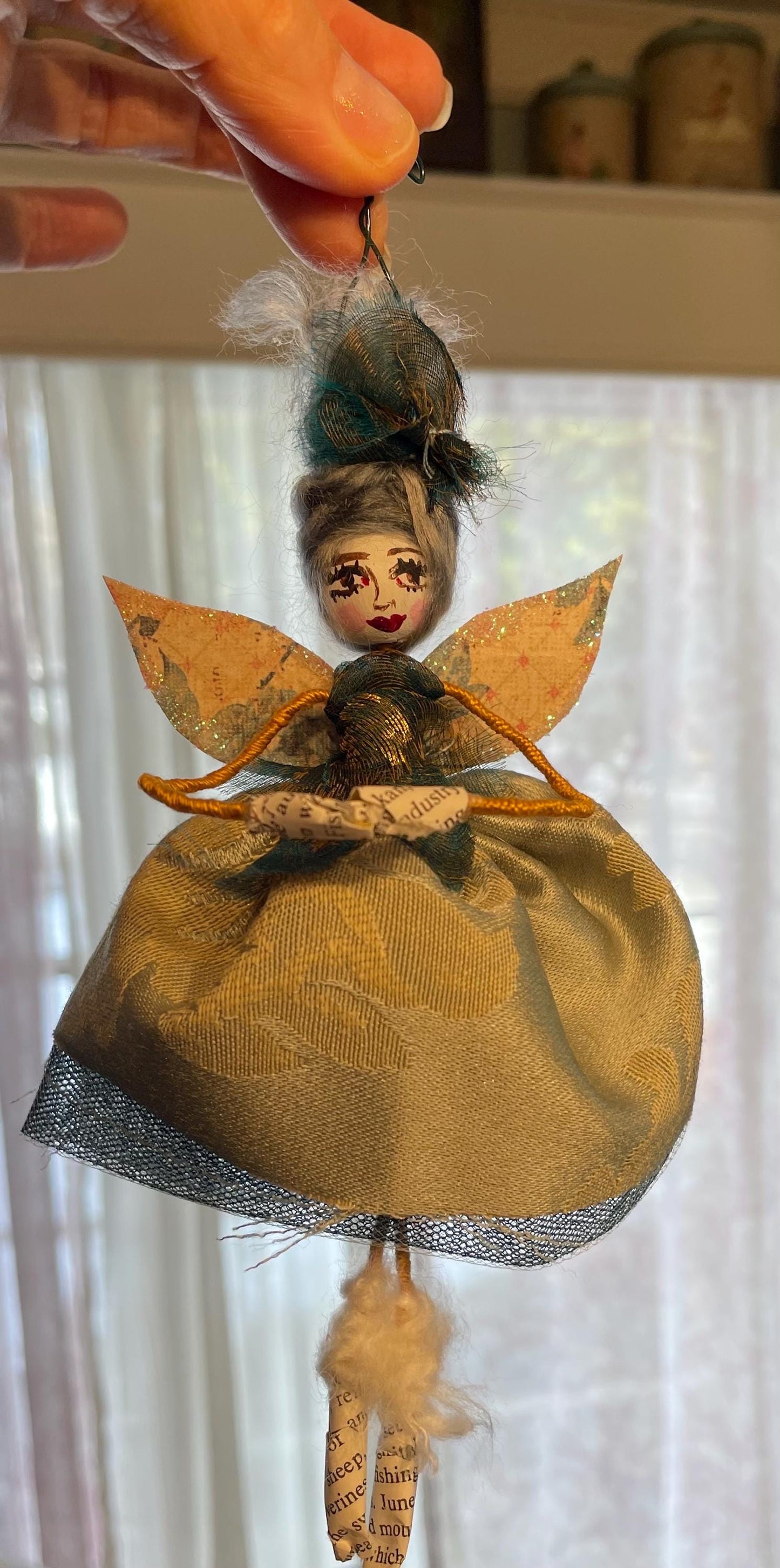 Handmade Fairy Doll: Sparkle Wings Whimsical Style 7.5 inches tall
