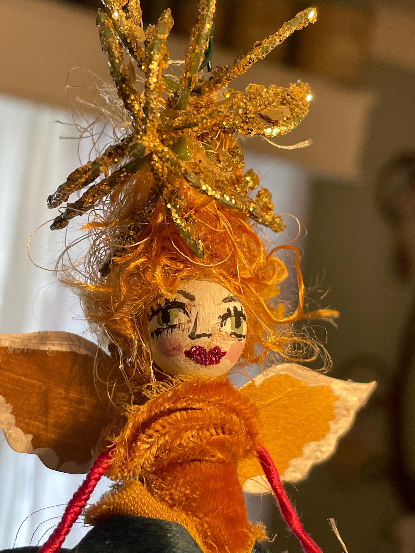 You Are Magic Fairy Doll: Vintage Velvet Lady with Golden Wings