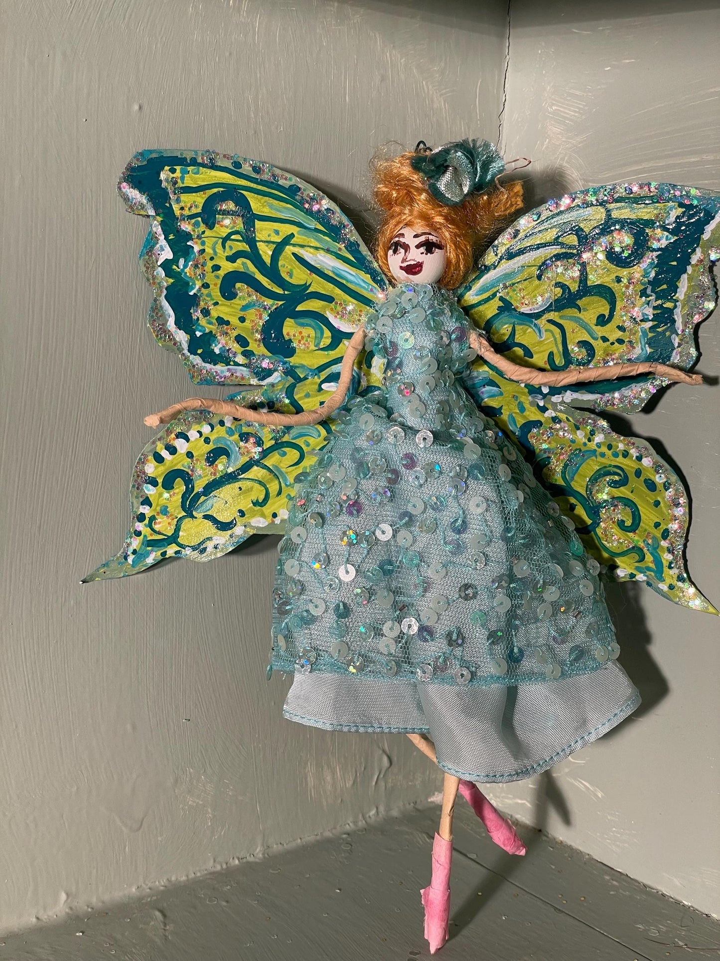 Spring Fairy Doll with Handpainted Butterfly Wings