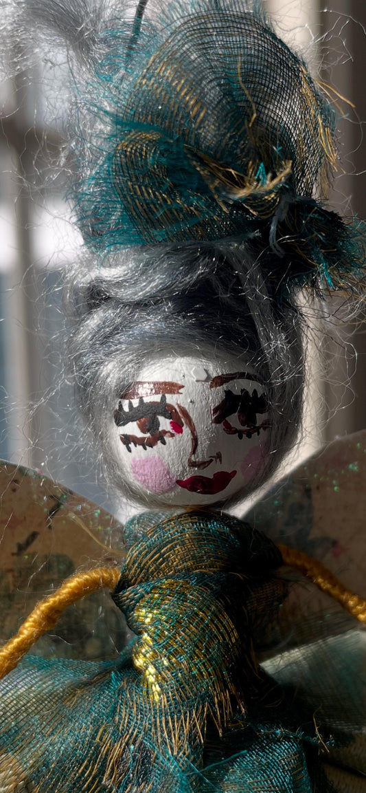 Handmade Fairy Doll: Sparkle Wings Whimsical Style 7.5 inches tall