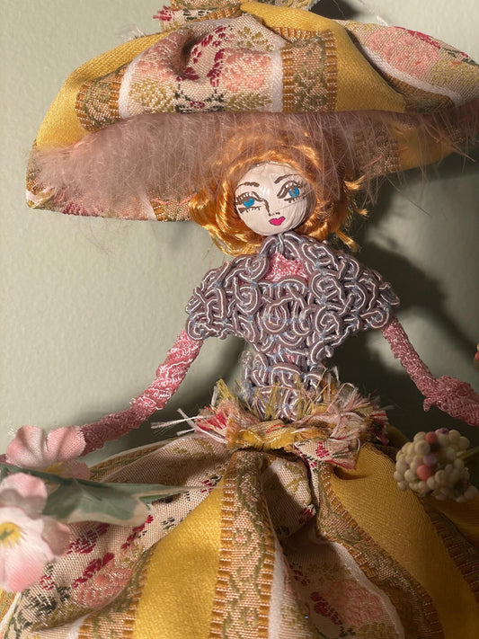 Flower Lady Doll, hand painted original ornamental art , custom made fairies, dolls and ornaments.