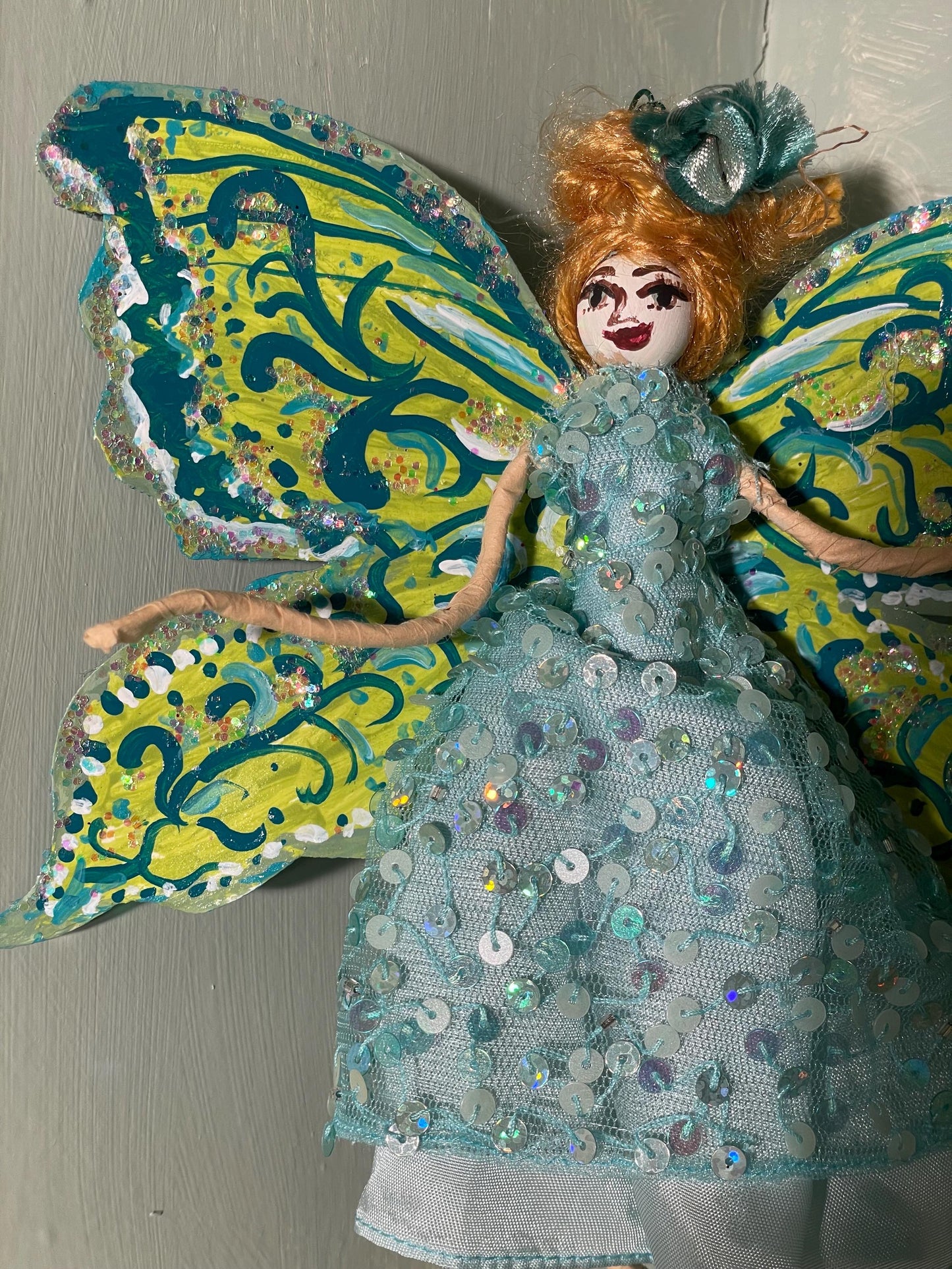 Spring Fairy Doll with Handpainted Butterfly Wings