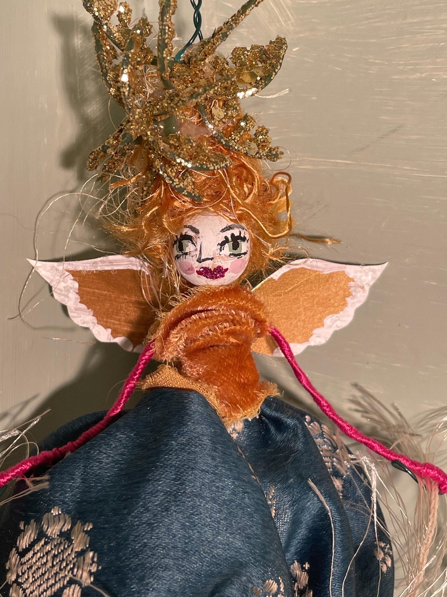 You Are Magic Fairy Doll: Vintage Velvet Lady with Golden Wings