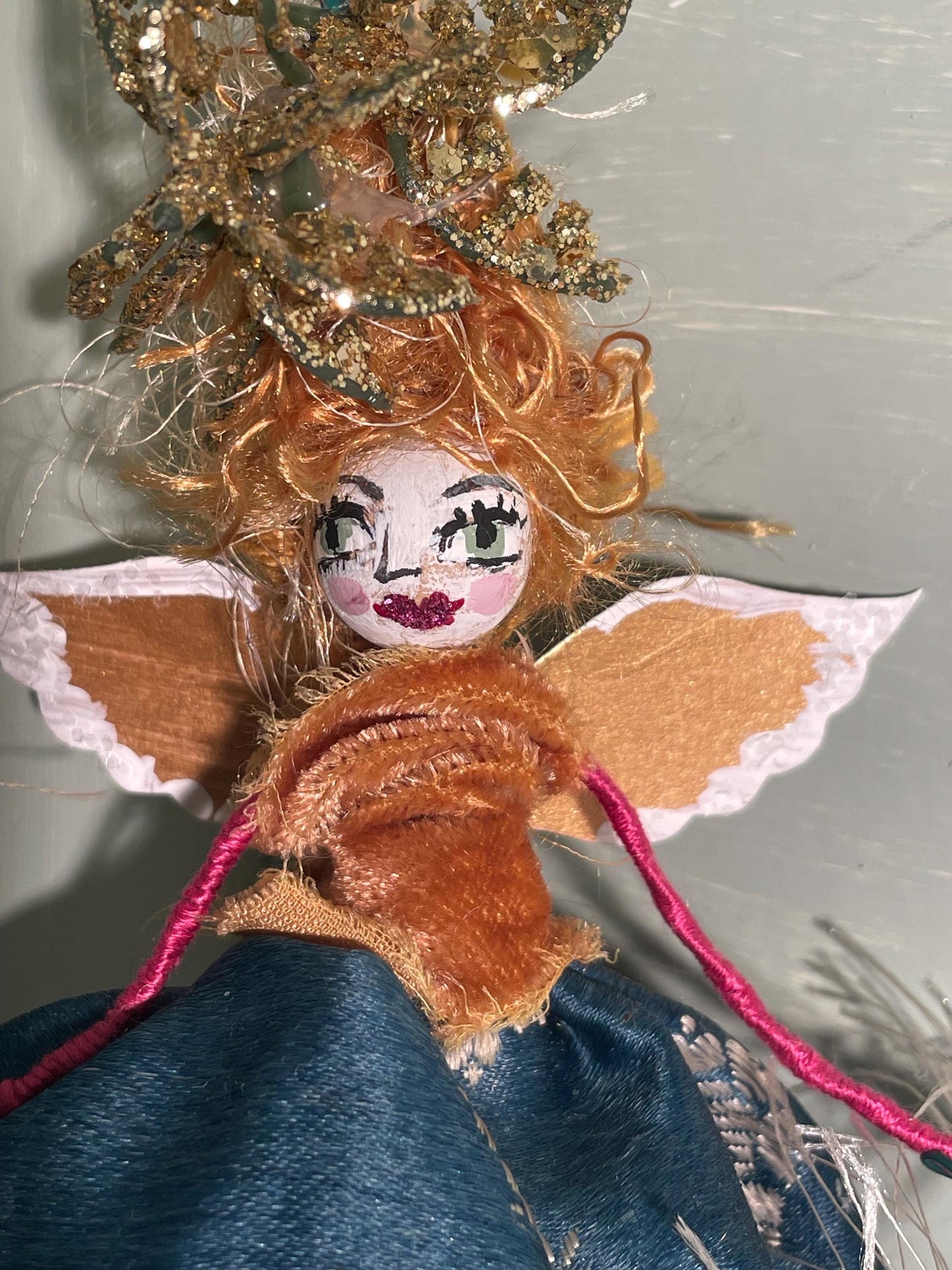 You Are Magic Fairy Doll: Vintage Velvet Lady with Golden Wings
