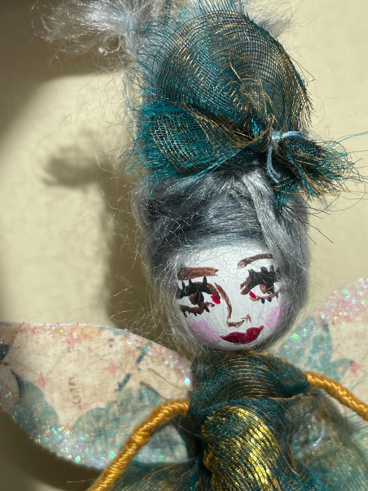 Handmade Fairy Doll: Sparkle Wings Whimsical Style 7.5 inches tall