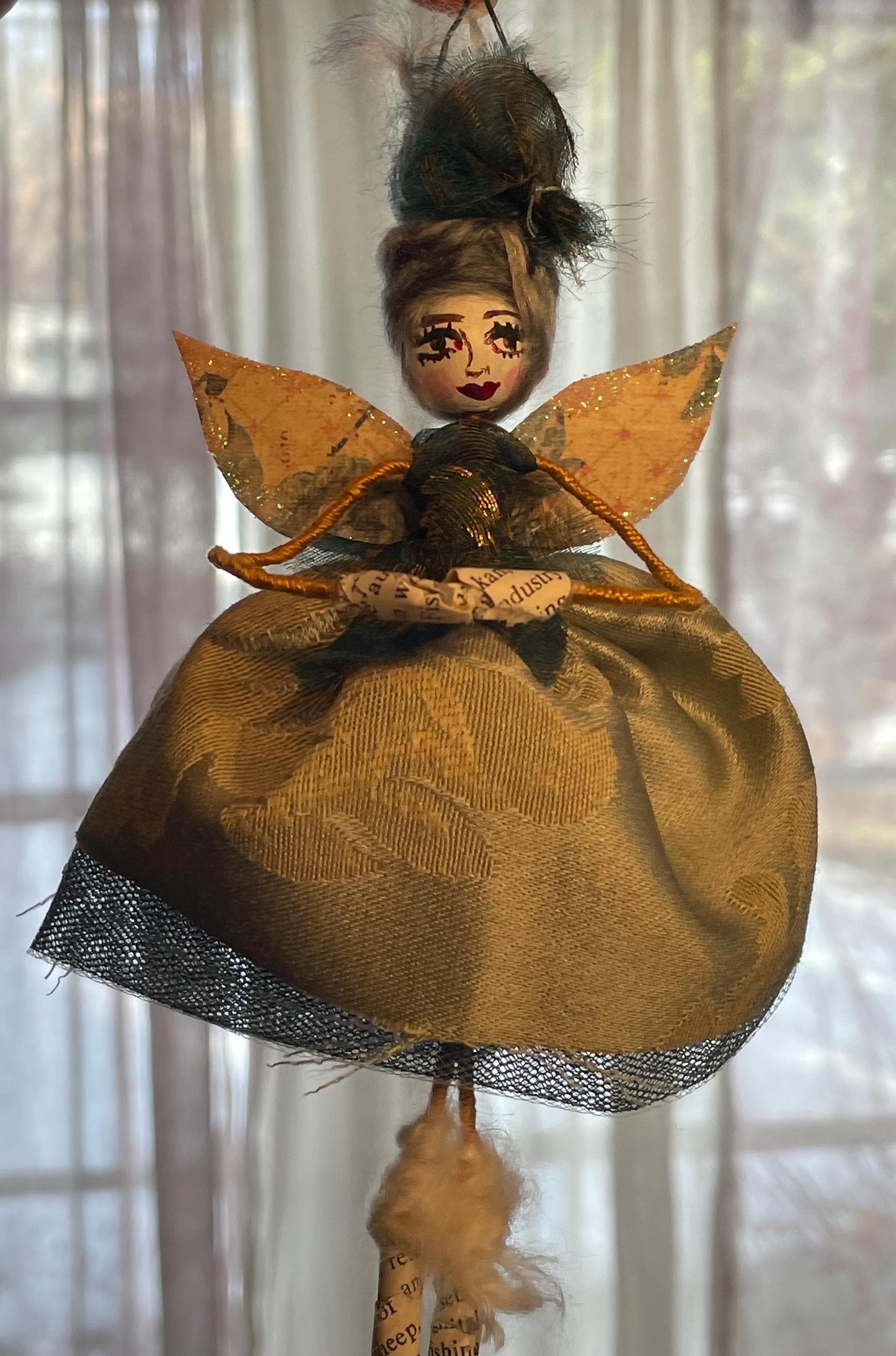 Handmade Fairy Doll: Sparkle Wings Whimsical Style 7.5 inches tall