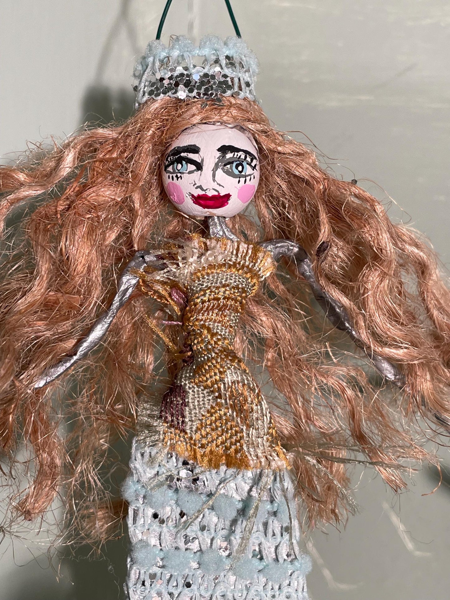 Mystical Mermaid Ornament: Handmade Glamorous Sea Hag with Glitter Scales and Tail