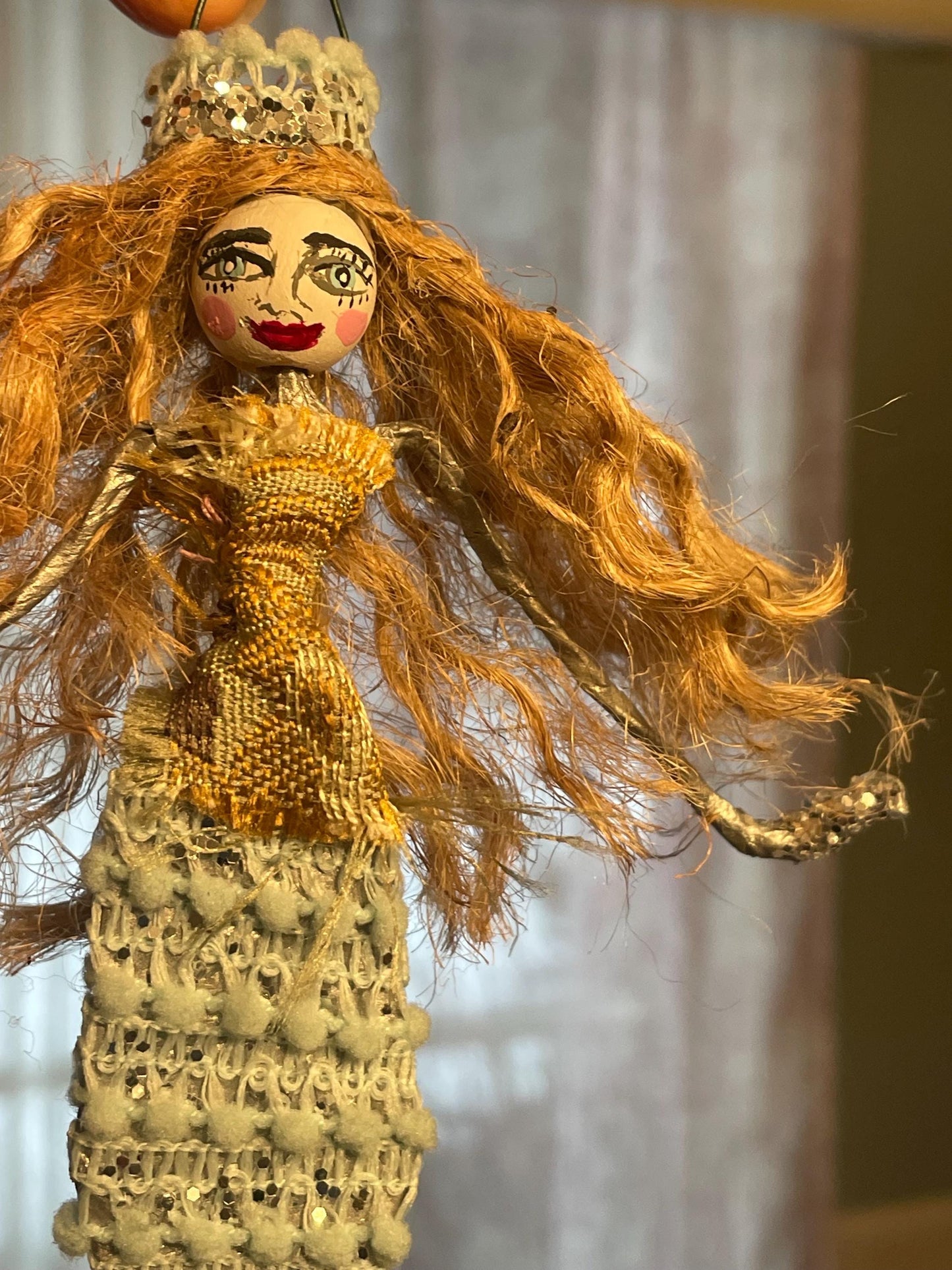 Mystical Mermaid Ornament: Handmade Glamorous Sea Hag with Glitter Scales and Tail