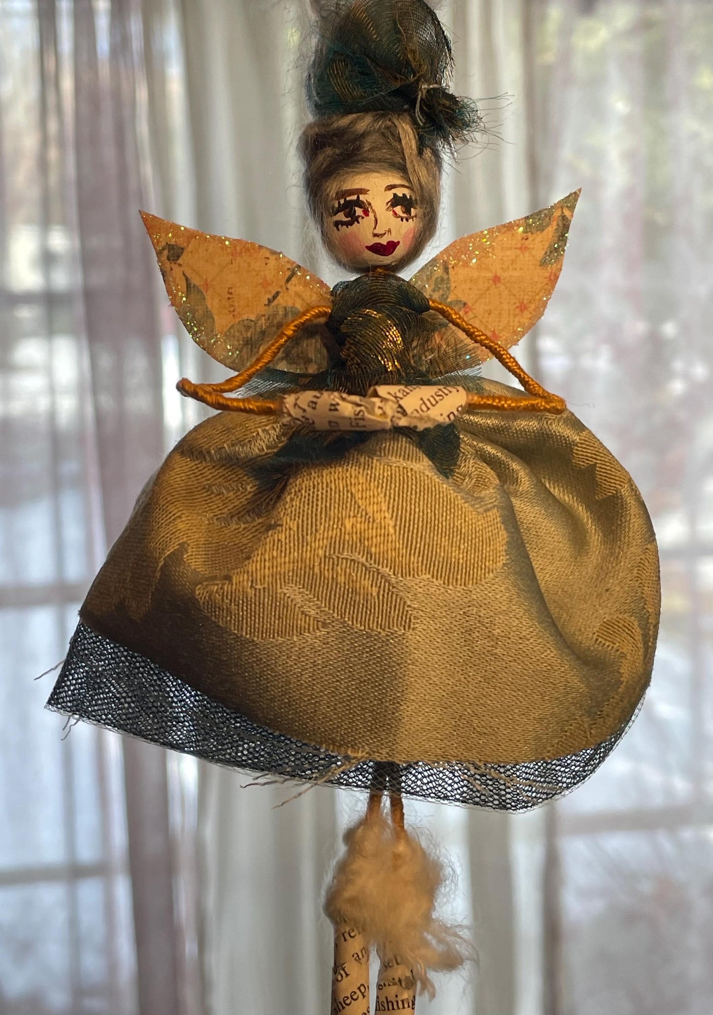 Handmade Fairy Doll: Sparkle Wings Whimsical Style 7.5 inches tall
