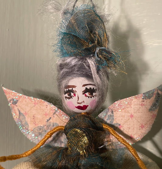 Handmade Fairy Doll: Sparkle Wings Whimsical Style 7.5 inches tall